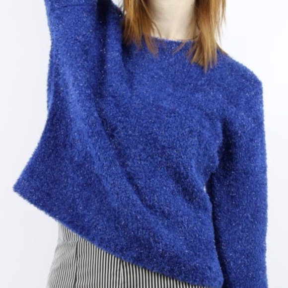 Vintage Sweaters - 90s Arizona Jeans Co fuzzy blue sweater top